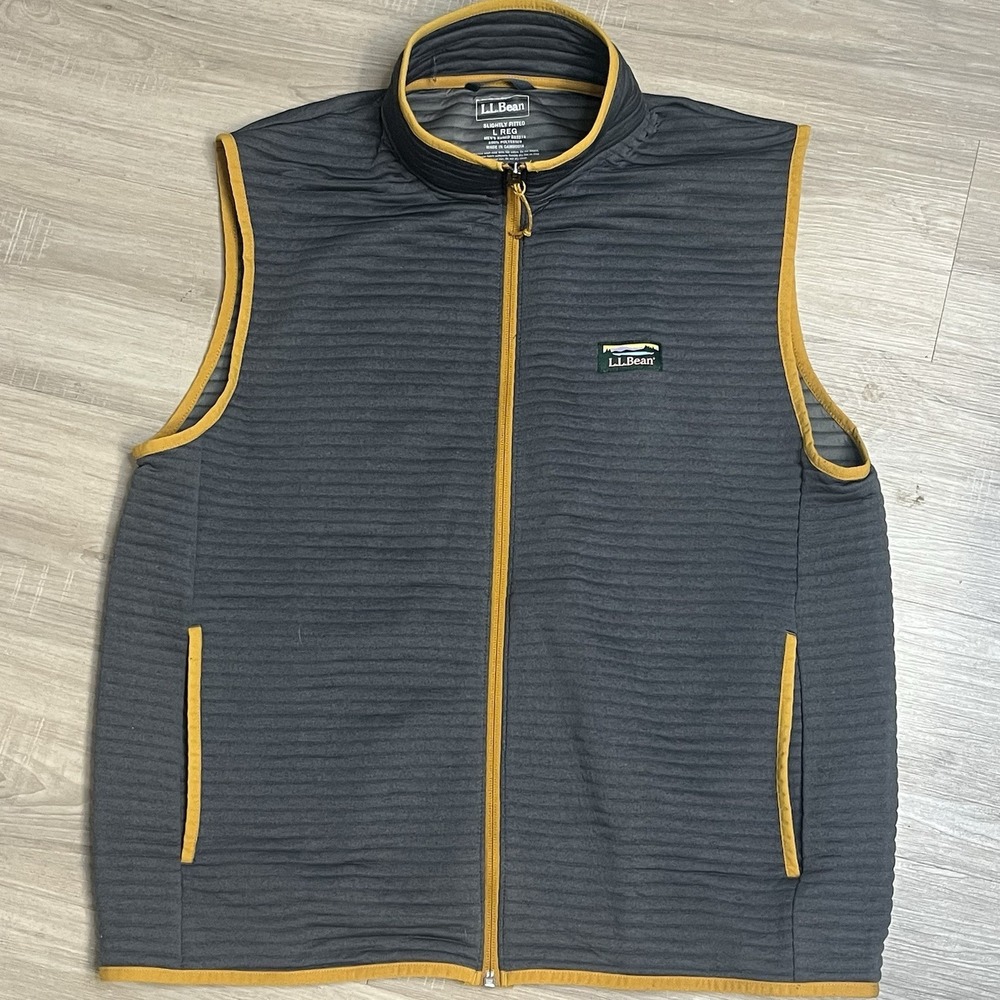 LL Bean Mens Slightly Fitted Airlight Vest Full Zip Gray Size Large Golf Vest